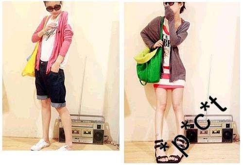 Stylish Two Side Different Colour Cardigan  Size : 30/32 (Mint Green and Light Yellow)